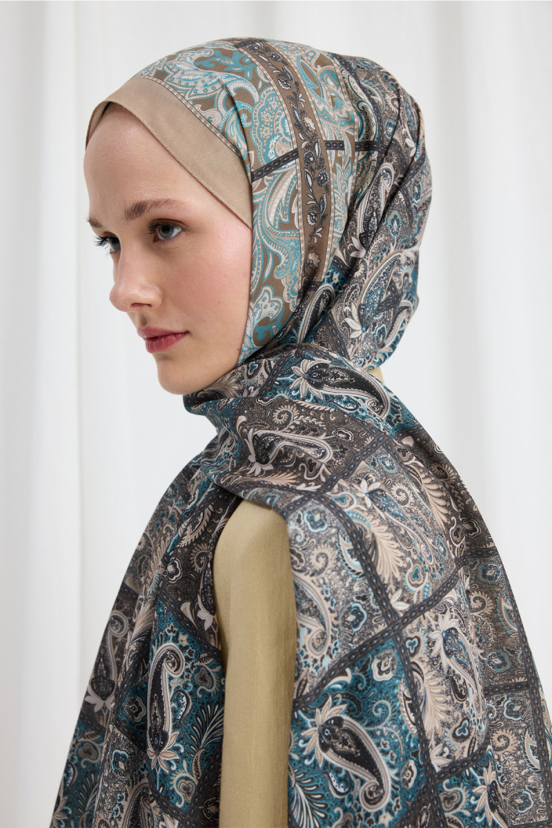 Marly Soft Şal - Mavi - Kahve - 3