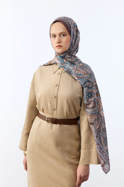 Marrakech Desen Şal - Acı Kahve - Camellia Scarfs (1)