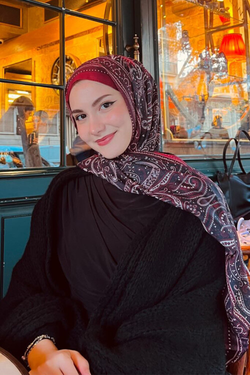 Marrakech Desen Şal - Bordo - Camellia Scarfs