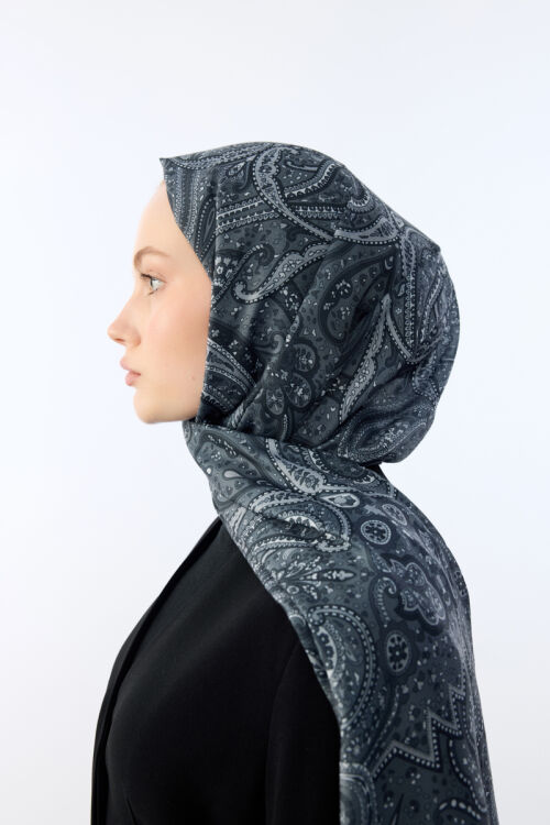 Marrakech Desen Şal - Gri - Camellia Scarfs (1)