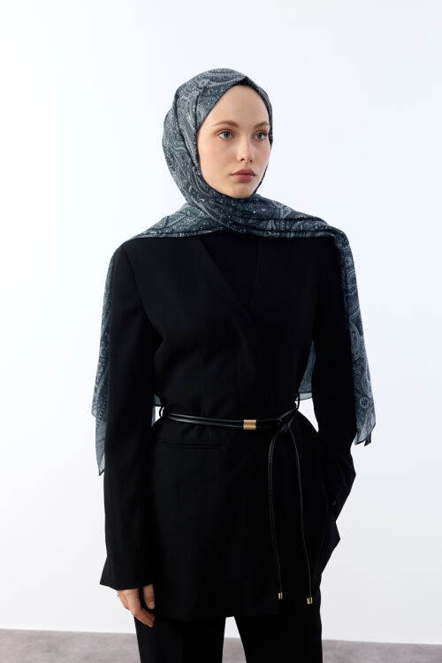 Marrakech Desen Şal - Gri - Camellia Scarfs