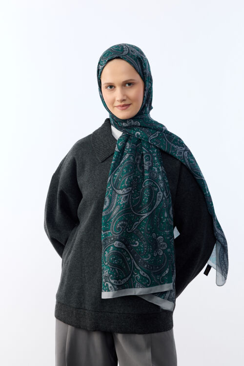 Marrakech Desen Şal - Gümüş Gri - Camellia Scarfs (1)