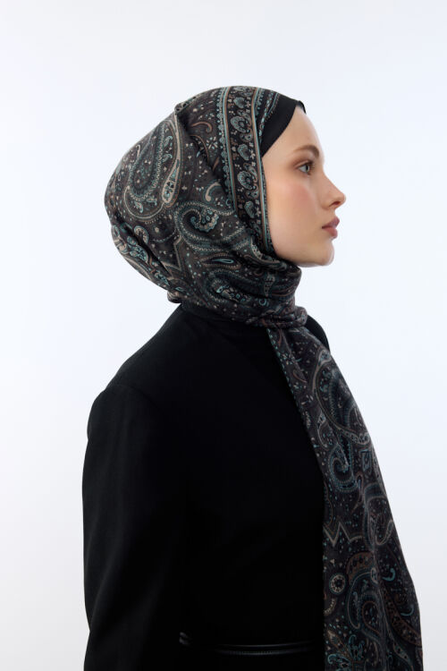 Marrakech Desen Şal - Kahve - Camellia Scarfs