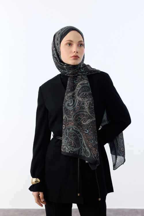 Marrakech Desen Şal - Kahve - Camellia Scarfs (1)