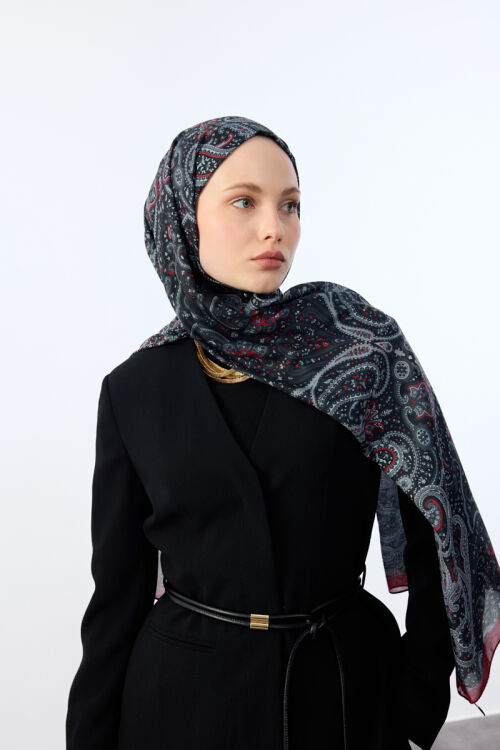 Marrakech Desen Şal - Kırmızı - Camellia Scarfs (1)