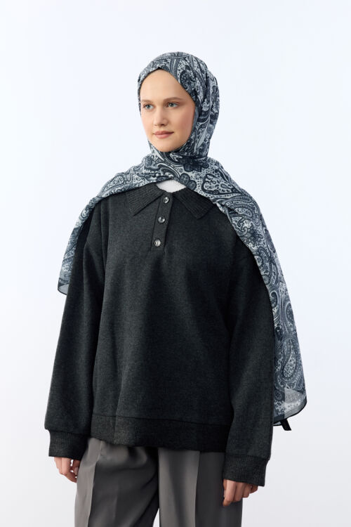 Marrakech Desen Şal - Siyah - Camellia Scarfs (1)