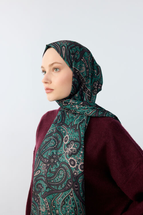 Marrakech Desen Şal - Yeşil - Camellia Scarfs (1)