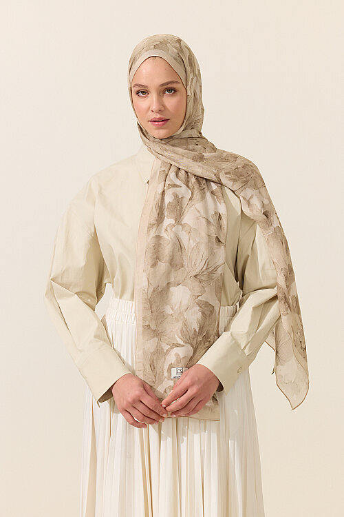 Matcha Rami Şal - Kum - Camellia Scarfs (1)