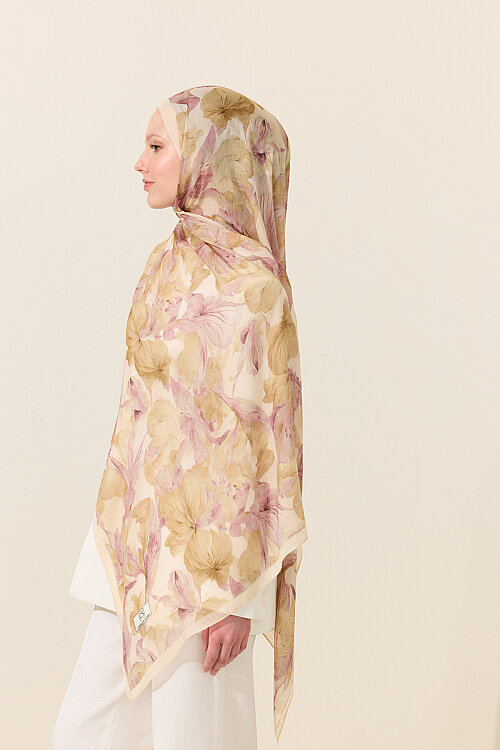 Matcha Rami Şal - Pembe Sarı - Camellia Scarfs (1)