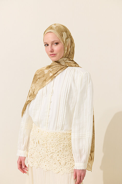 Matcha Rami Şal - Tereyağ Sarısı - Camellia Scarfs