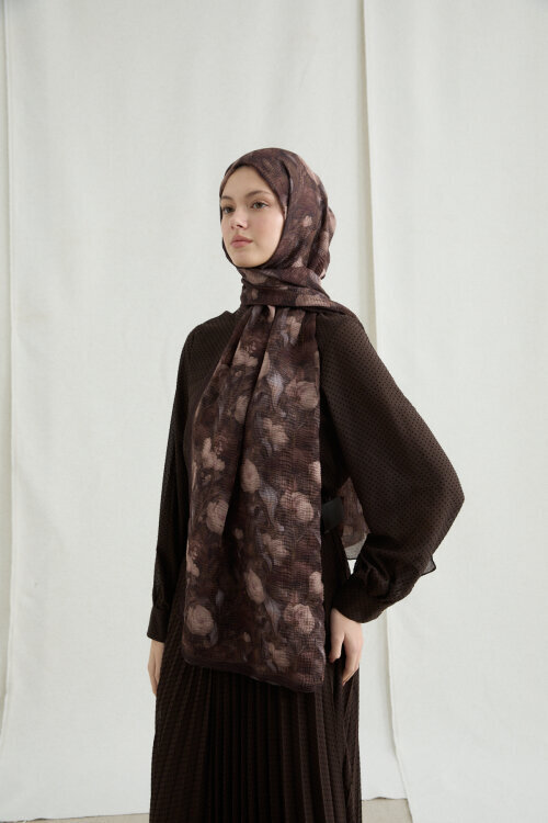 Merry Müslin Şal - Acı Kahve - Camellia Scarfs