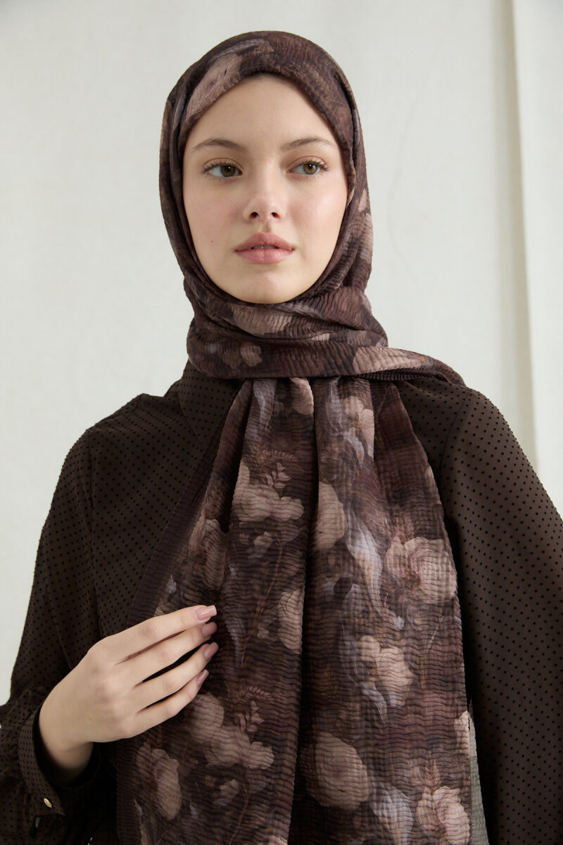 Merry Müslin Şal - Acı Kahve - 3