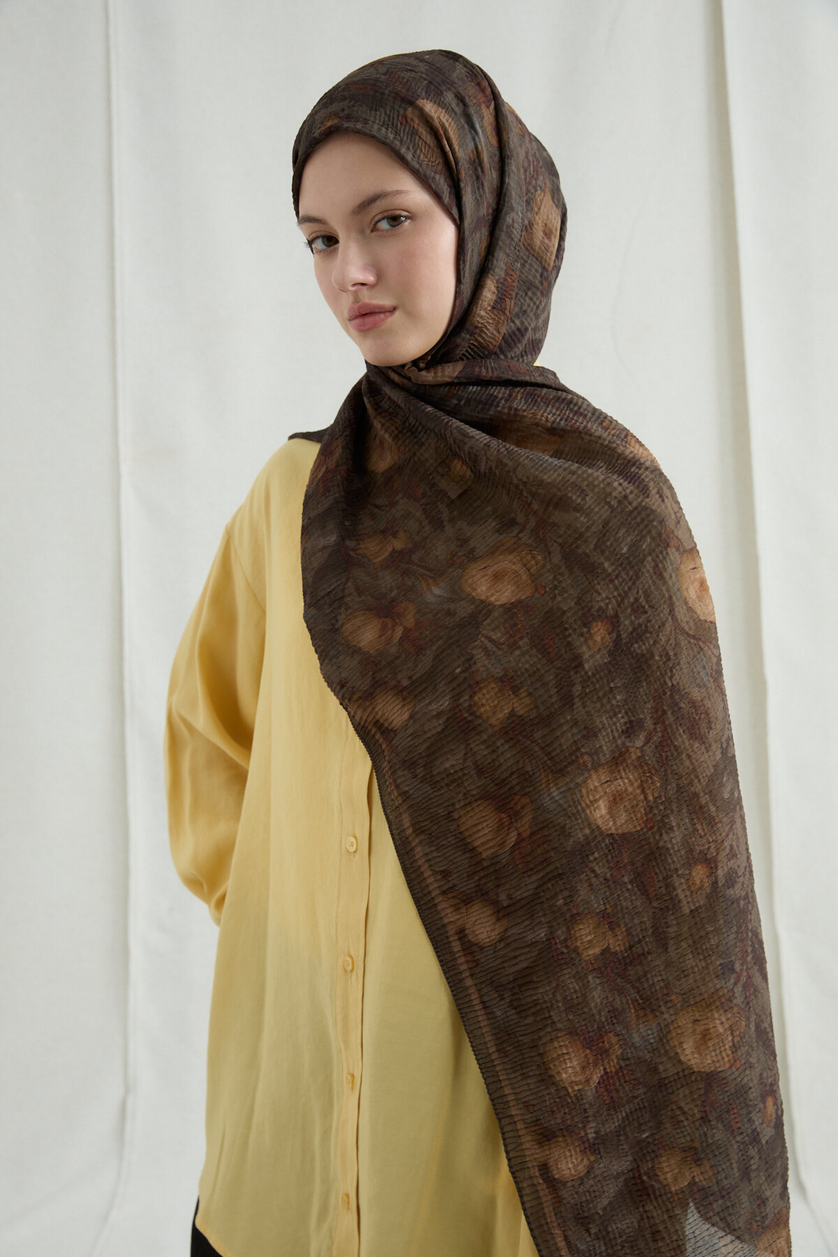 Merry Müslin Şal - Haki - Camellia Scarfs (1)