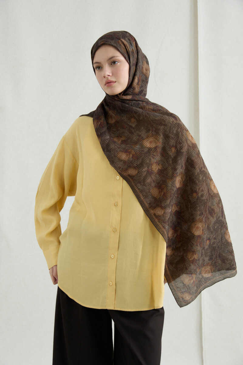 Merry Müslin Şal - Haki - 1