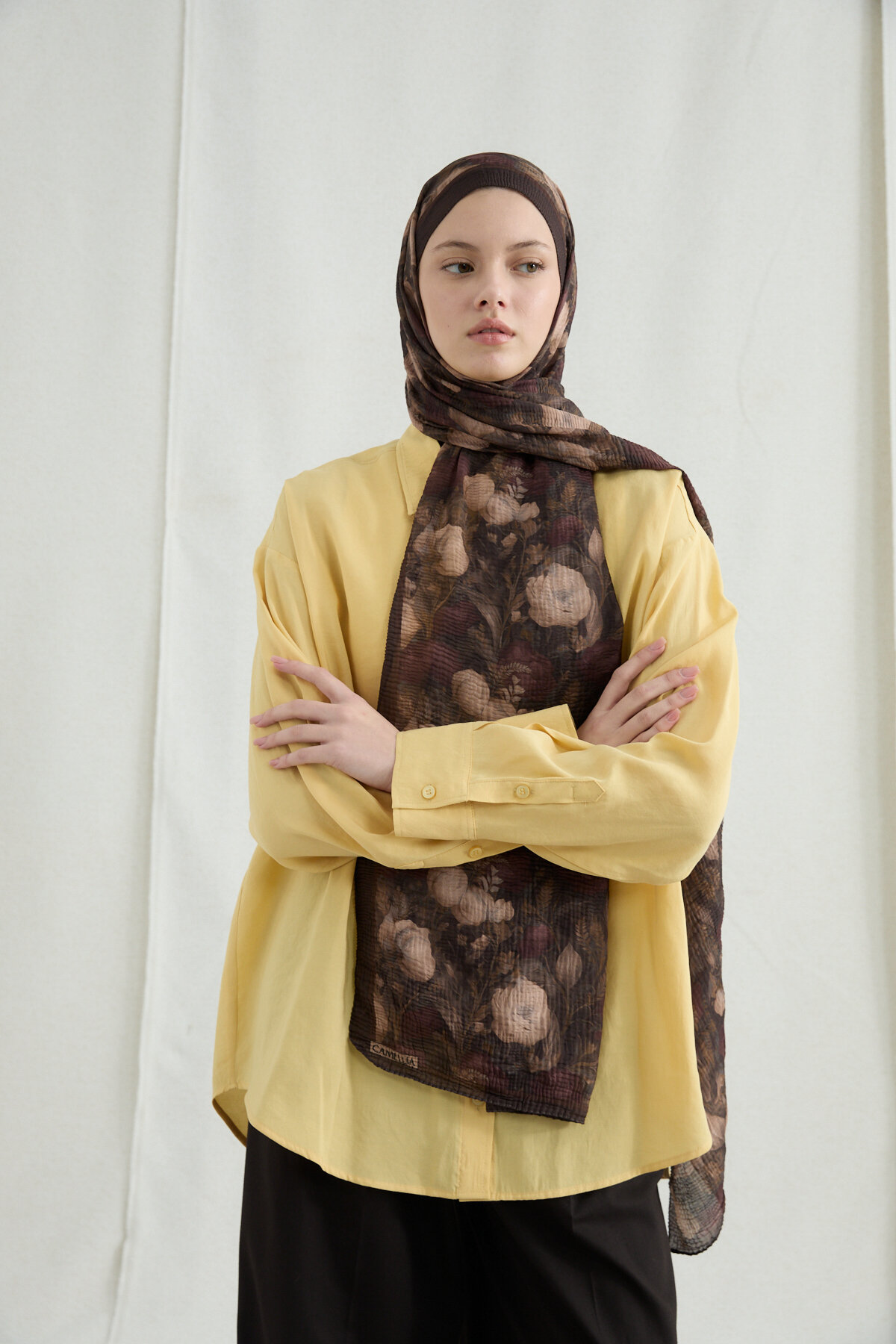 Merry Müslin Şal - Kahve - Camellia Scarfs