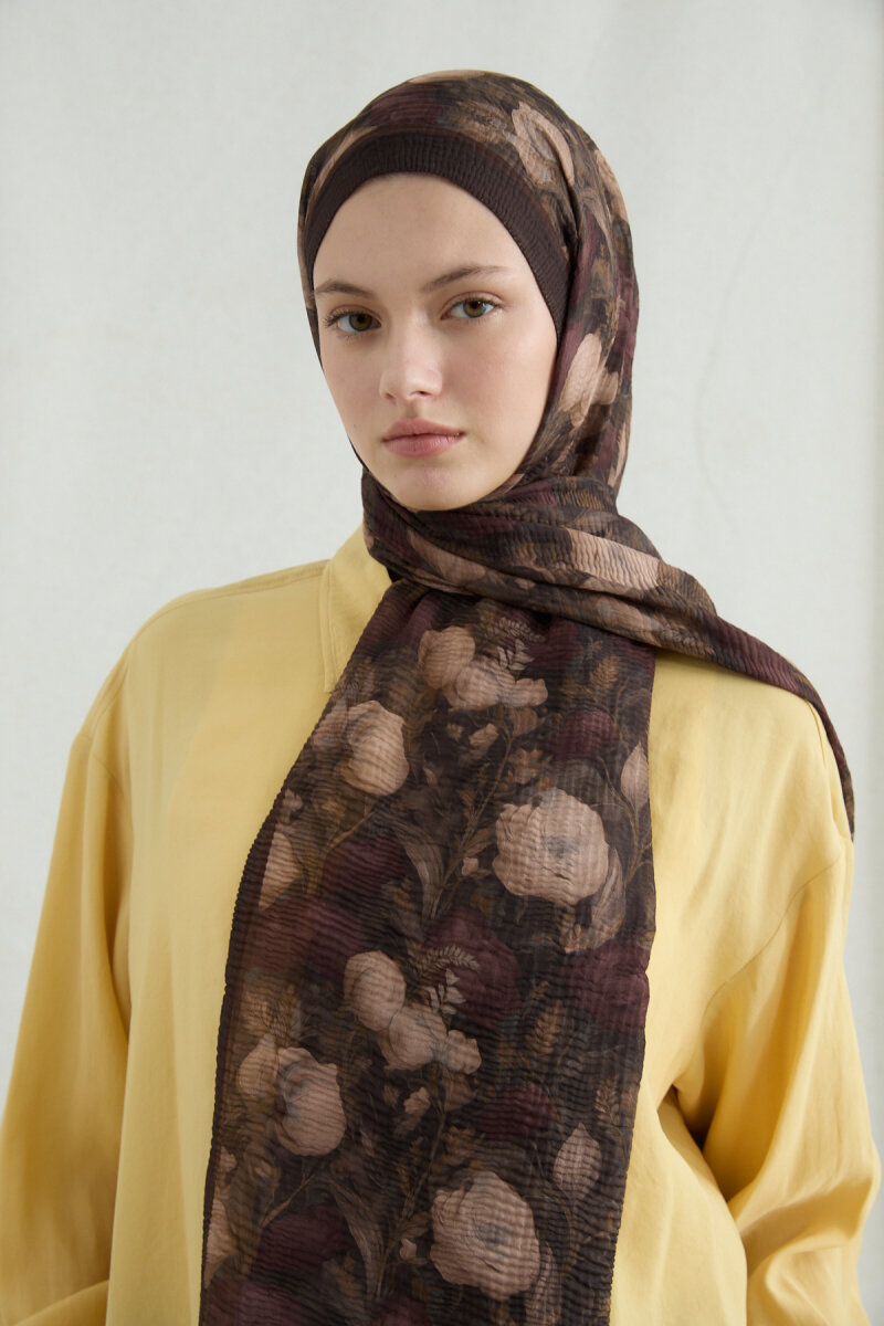 Merry Müslin Şal - Kahve - 3