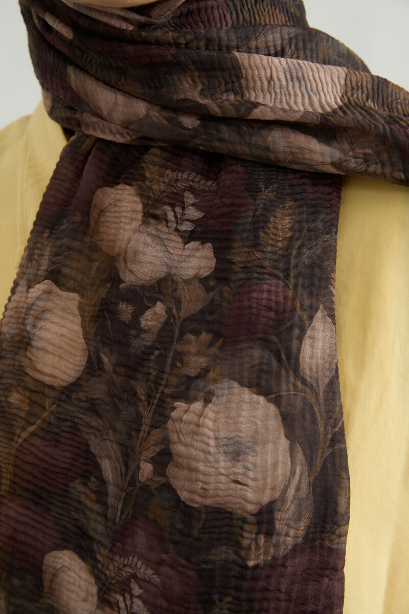 Merry Müslin Şal - Kahve - 4