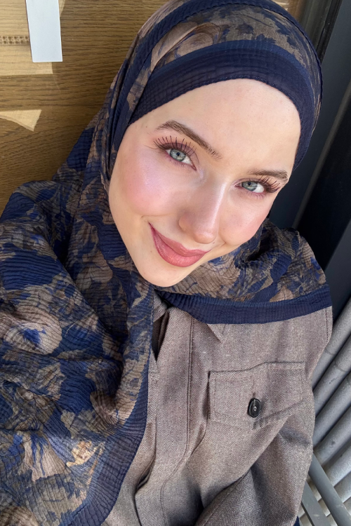 Merry Müslin Şal - Lacivert - Camellia Scarfs (1)