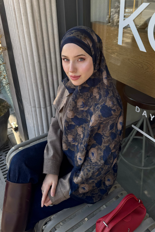 Merry Müslin Şal - Lacivert - Camellia Scarfs