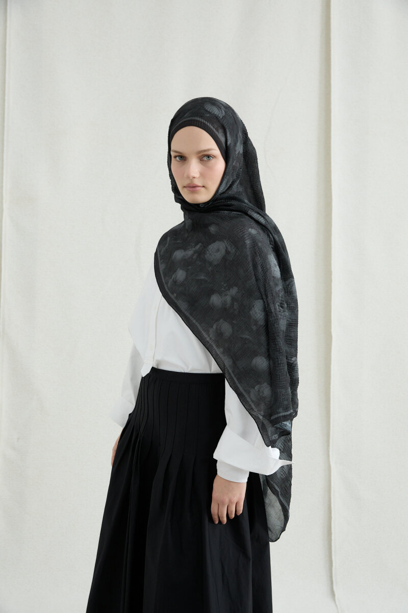 Merry Müslin Şal - Siyah - 1