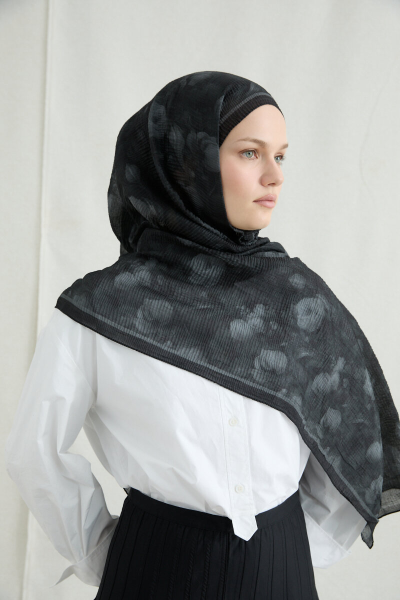 Merry Müslin Şal - Siyah - 3