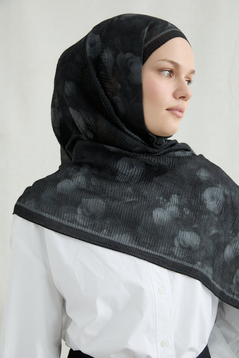Merry Müslin Şal - Siyah - 4