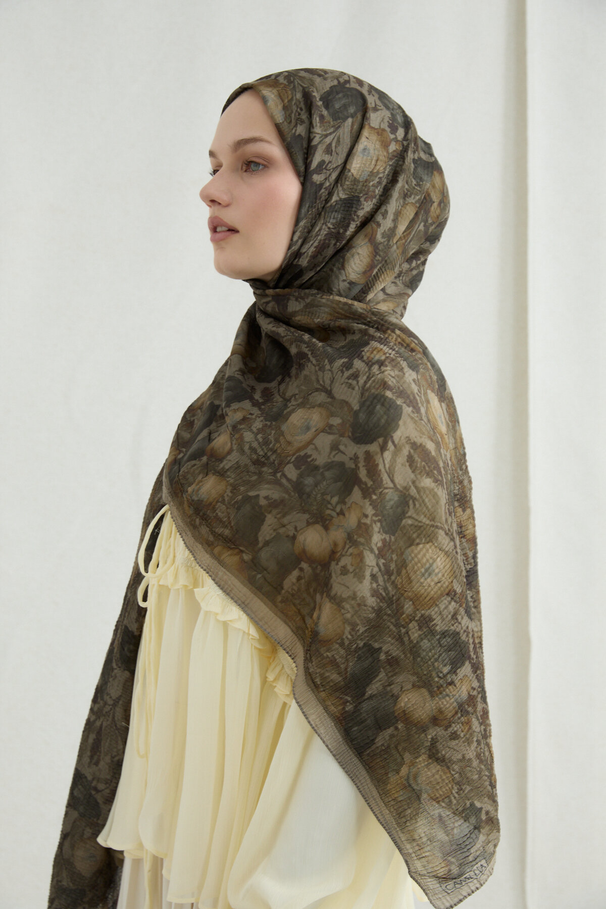 Merry Müslin Şal - Yeşil - Camellia Scarfs (1)