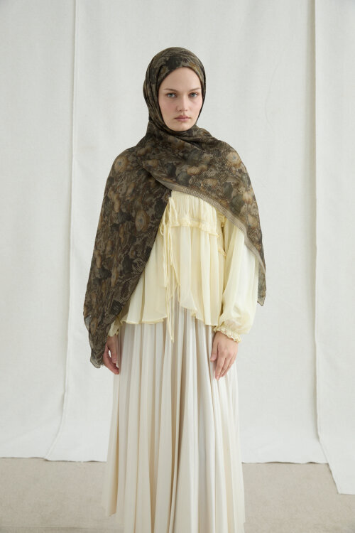 Merry Müslin Şal - Yeşil - Camellia Scarfs