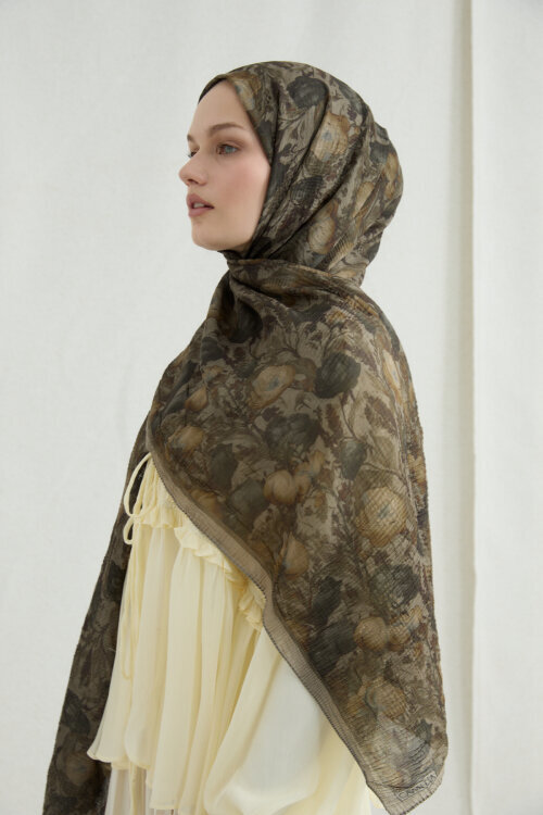 Merry Müslin Şal - Yeşil - Camellia Scarfs (1)
