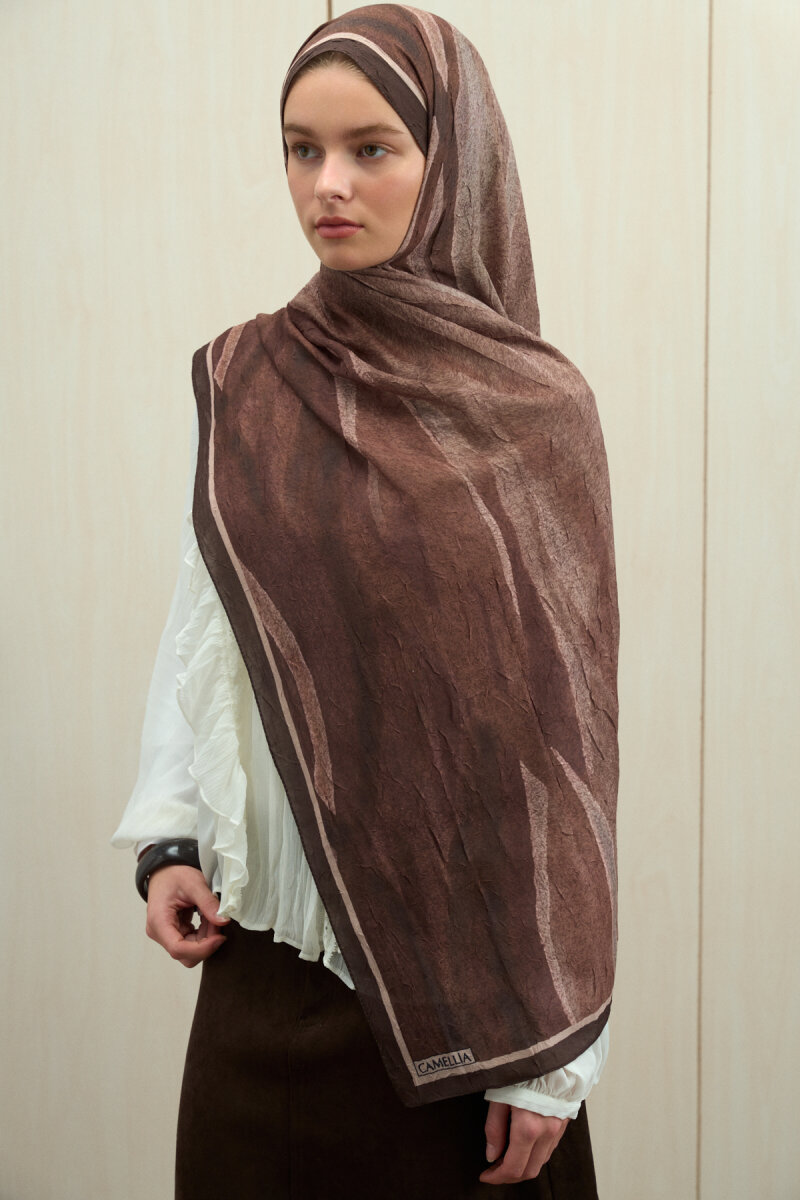 Meyus Kraş Şal - Kahve - 4