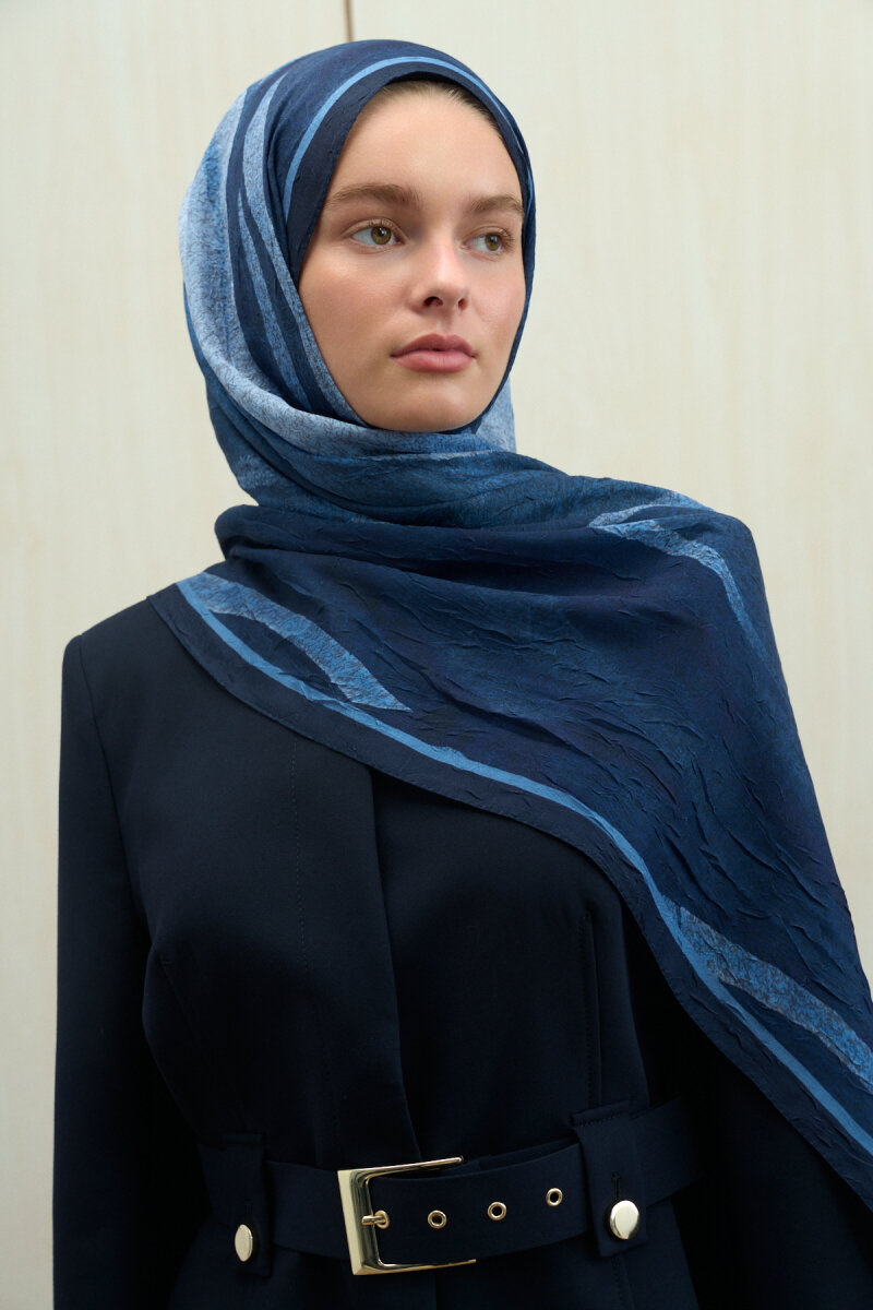 Meyus Kraş Şal - Lacivert - 3