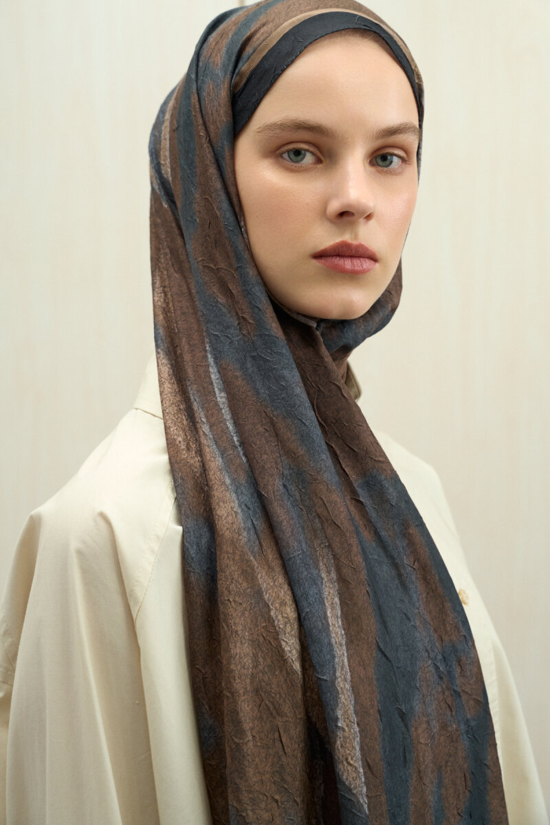 Meyus Kraş Şal - Siyah-Bej - 3