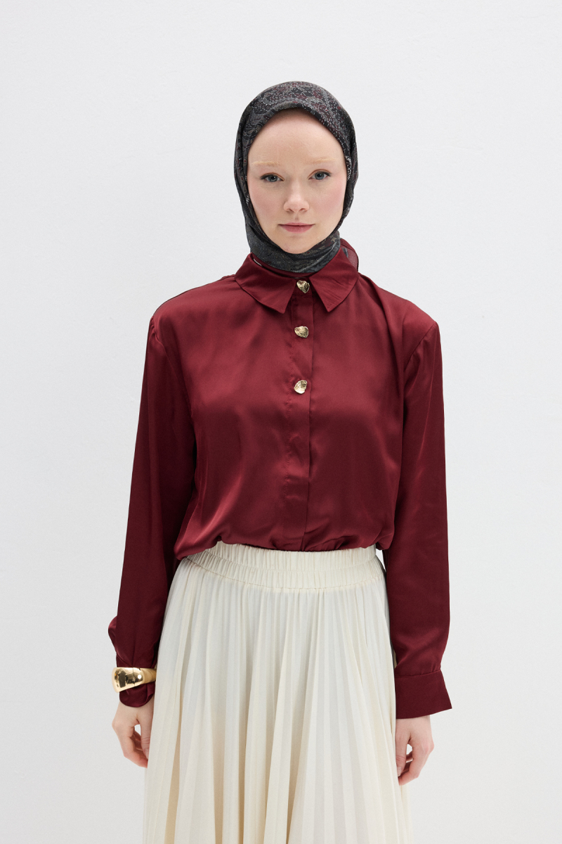 Milano Desen Soft Eşarp - Bordo Siyah - 2