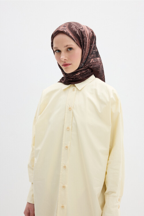 Milano Desen Soft Eşarp - Kahve - Camellia Scarfs