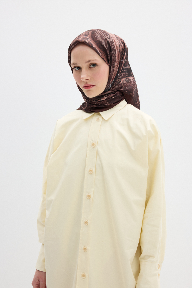 Milano Desen Soft Eşarp - Kahve - 1