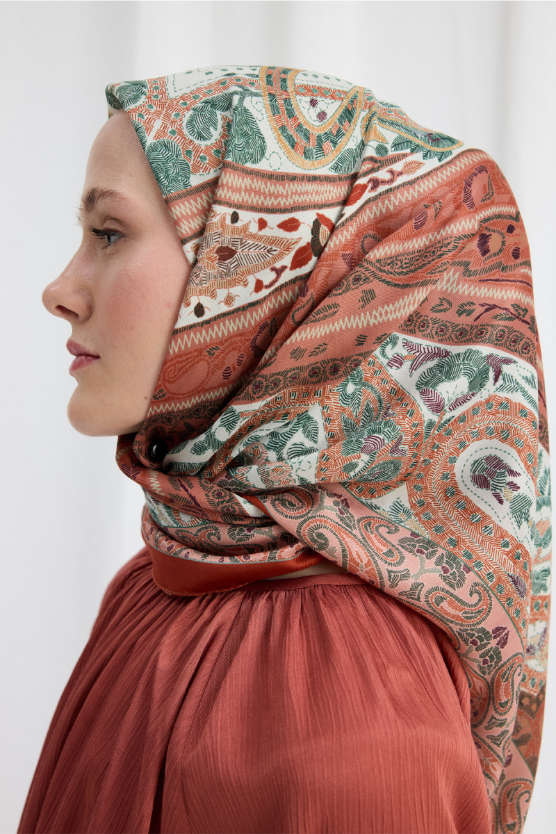 Milano Desen Soft Eşarp - Kiremit - 3