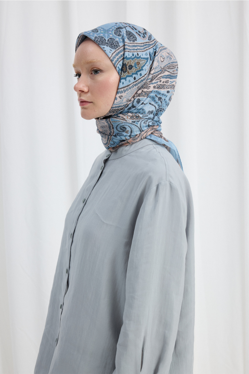 Milano Desen Soft Eşarp - Mavi - 3