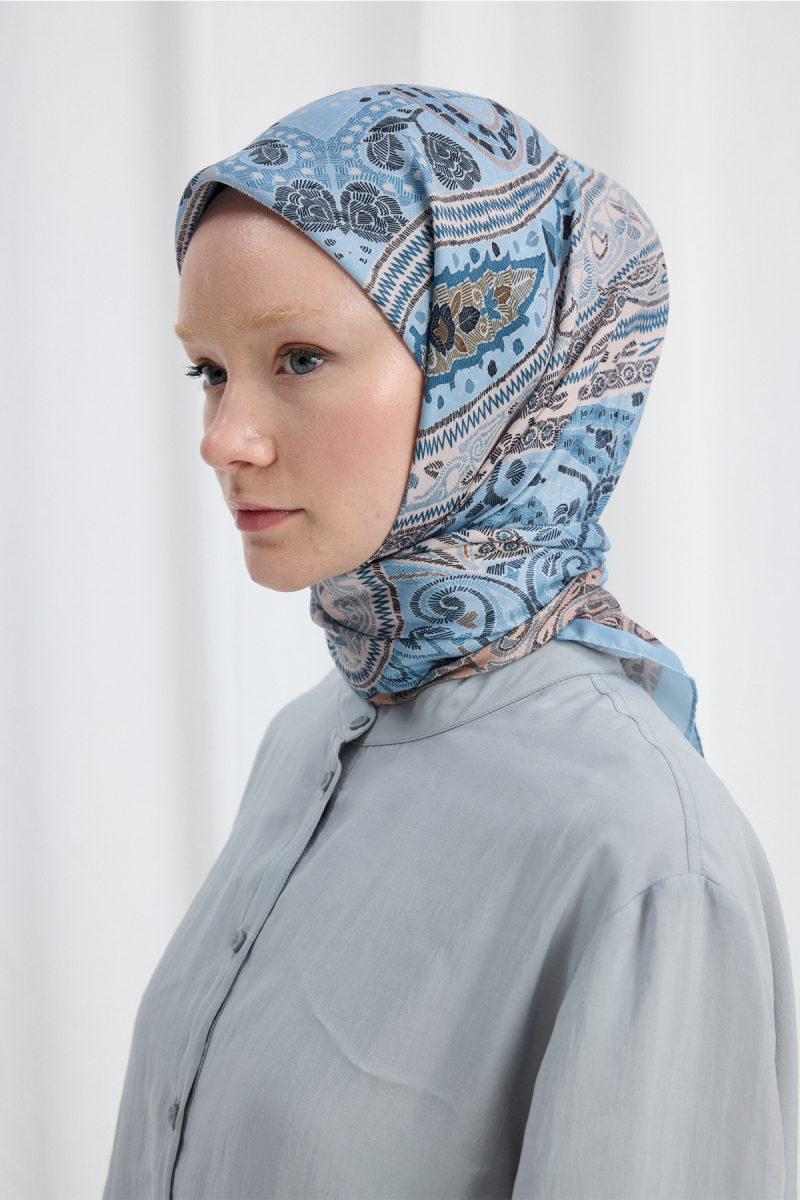 Milano Desen Soft Eşarp - Mavi - 4