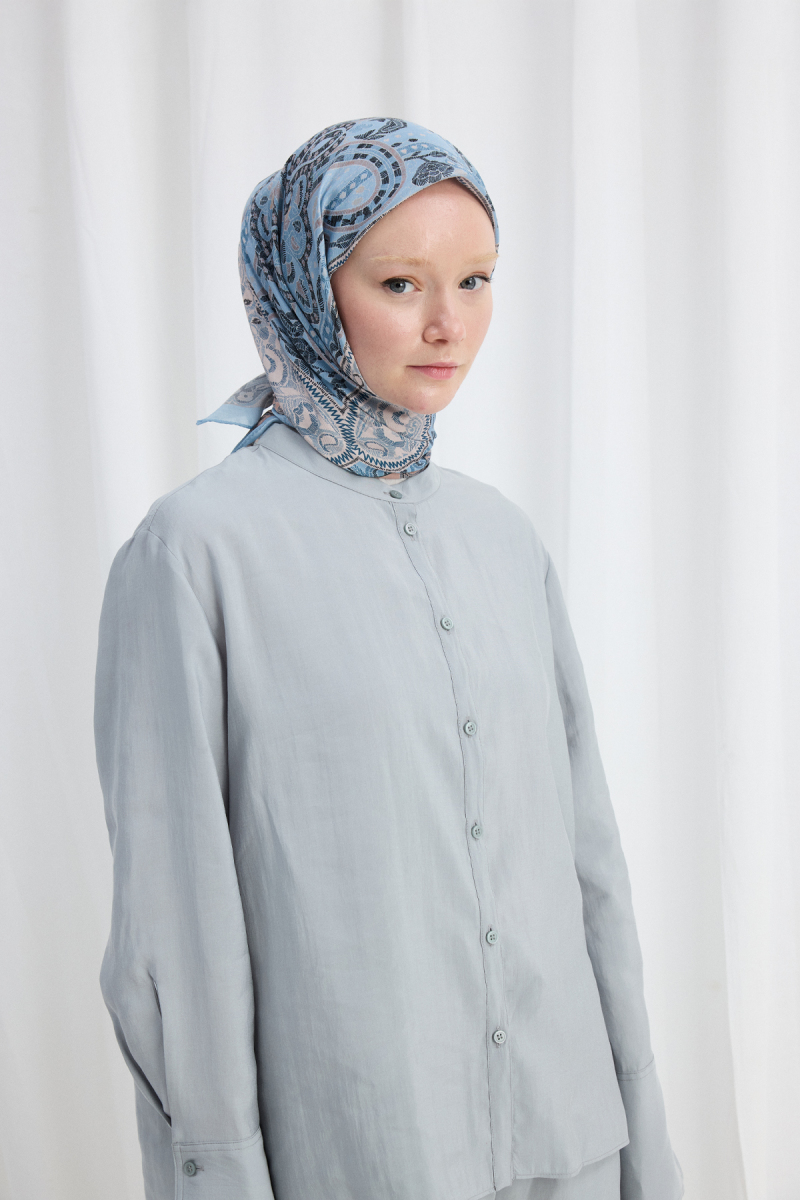 Milano Desen Soft Eşarp - Mavi - 1