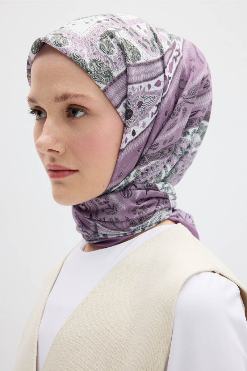 Milano Desen Soft Eşarp - Mor - 4