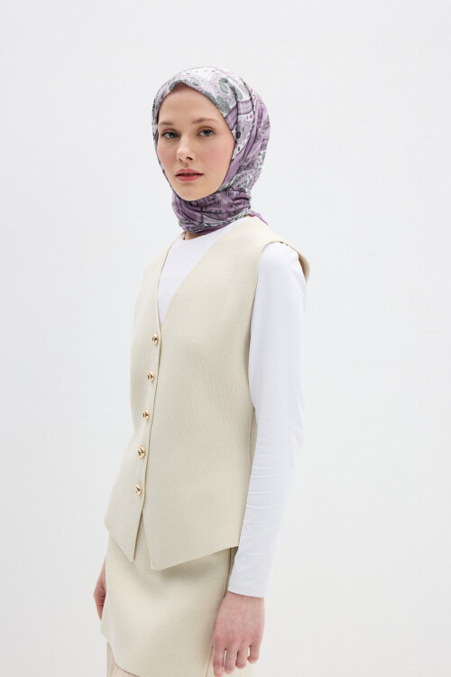 Milano Desen Soft Eşarp - Mor - Camellia Scarfs