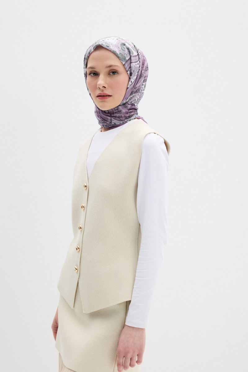 Milano Desen Soft Eşarp - Mor - 1