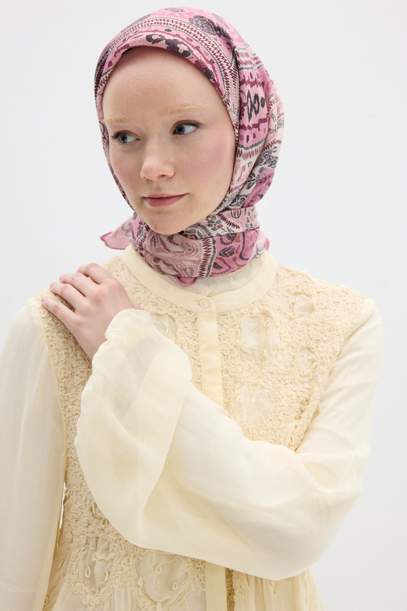 Milano Desen Soft Eşarp - Pembe - 3