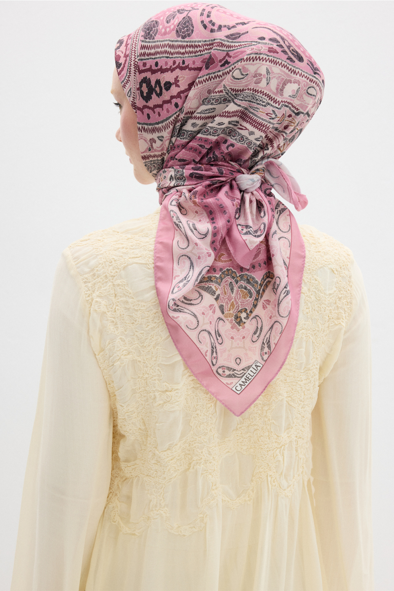 Milano Desen Soft Eşarp - Pembe - 4