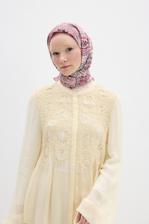 Milano Desen Soft Eşarp - Pembe - Camellia Scarfs (1)