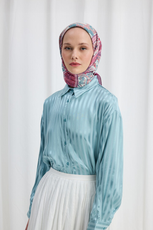 Milano Desen Soft Eşarp - Pembe Mavi - Camellia Scarfs (1)