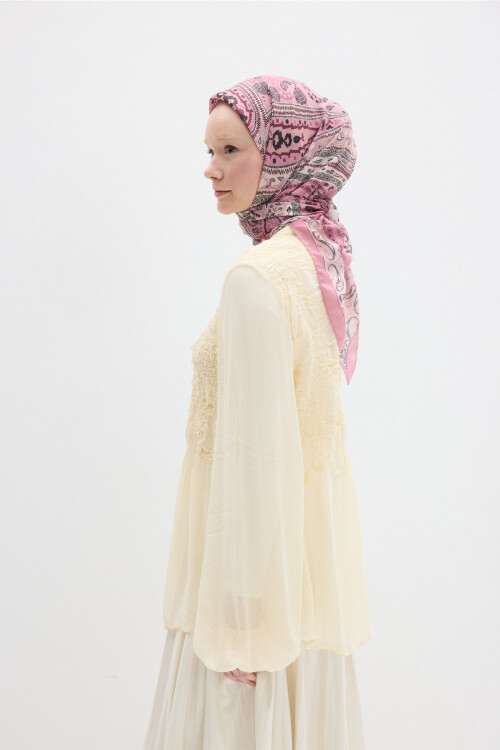 Milano Desen Soft Eşarp - Pembe 