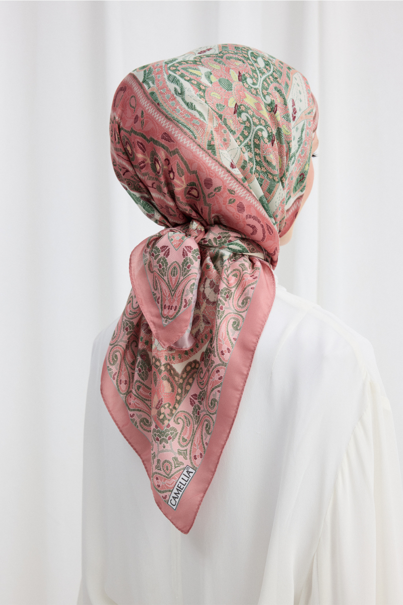 Milano Desen Soft Eşarp - Pembe Yeşil - 3