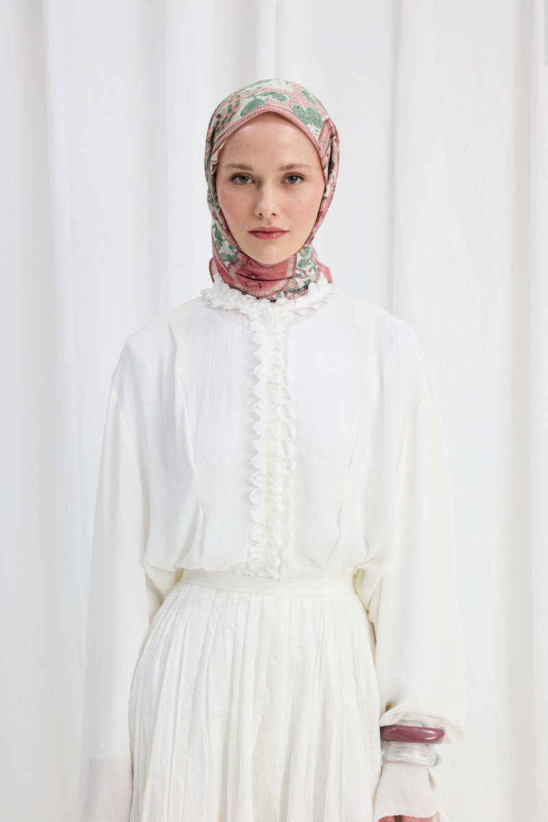 Milano Desen Soft Eşarp - Pembe Yeşil - 2