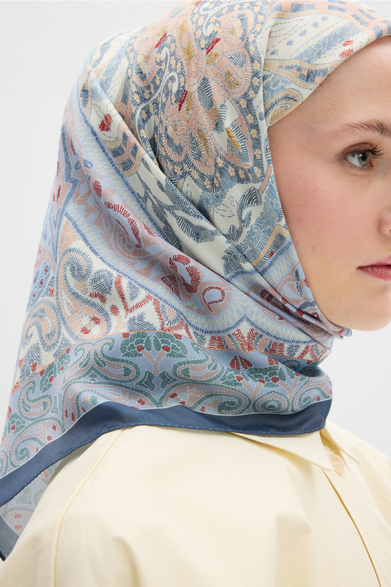 Milano Desen Soft Eşarp - Soğuk Mavi - 4